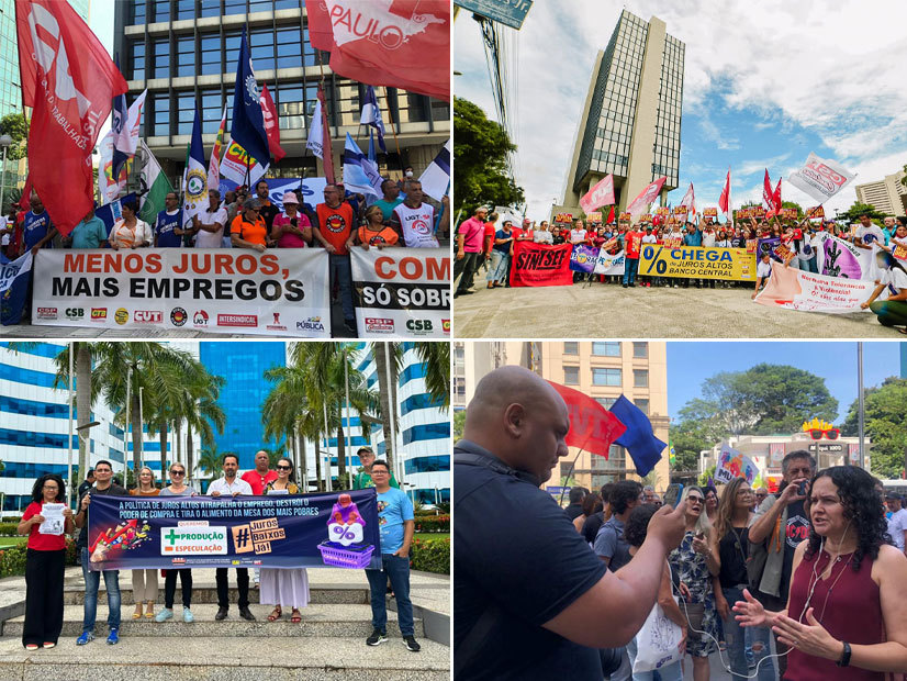 Trabalhadores protestam contra os juros altos em todo o país