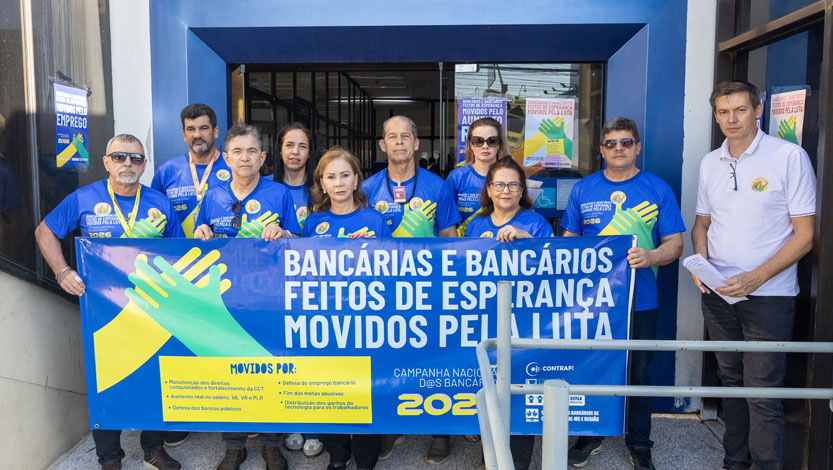 Sindicato participa Dia de Mobilização na Caixa por mais contratações e fortalecimento do Saúde Caixa